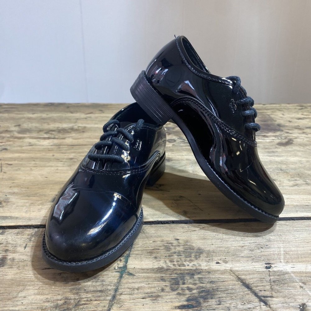 Kid’s Shiny Black Round Toe Lace Up Formal Shoes Wedding Church (Sizes 8 9 10)